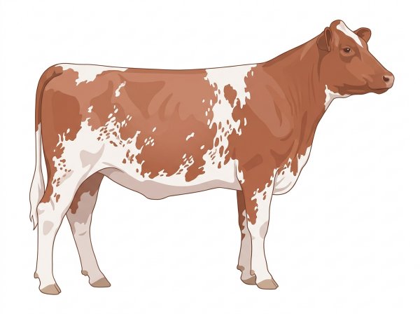 Light red roan with a few white spots and ticking in the white Shorthorn Plus Heifer
