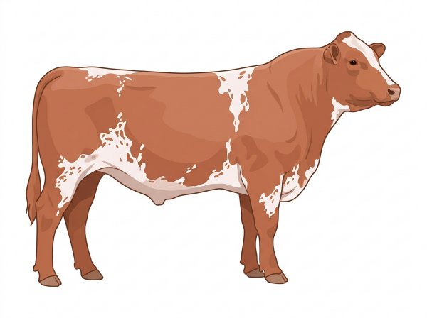 Light red roan with a partial white face and ticking in the white Shorthorn Plus Bull