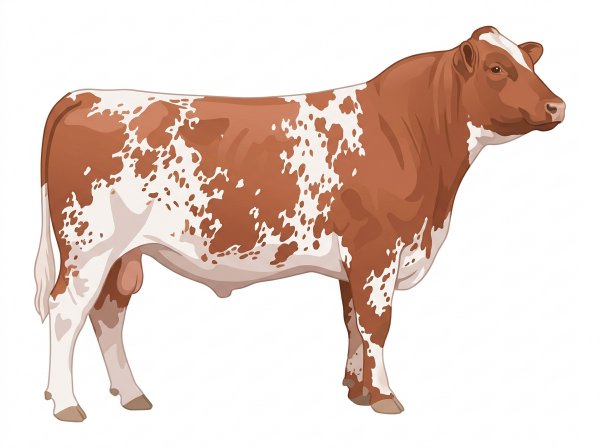 Light red roan with white spots Shorthorn Plus Bull