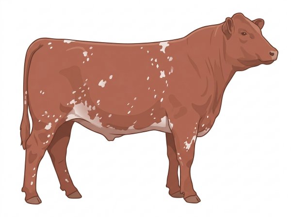 Red roan with a few white spots and ticking in the white Shorthorn Plus Steer