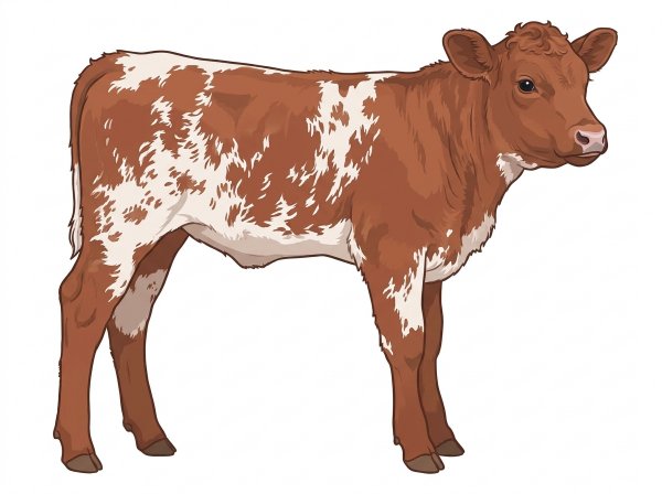Red roan with a pale muzzle ring and lighter underline Shorthorn Plus Bull