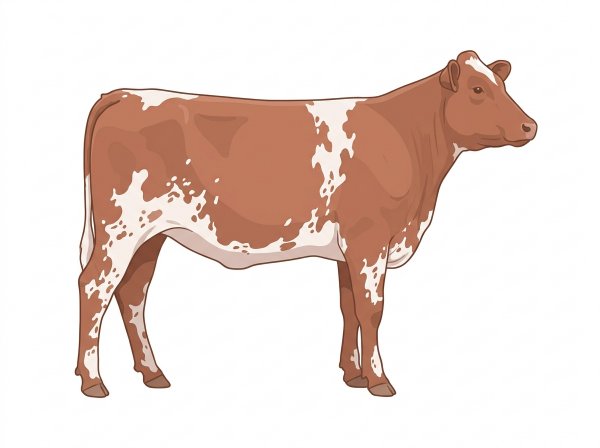 Red roan with white spots and ticking in the white Shorthorn Plus Heifer