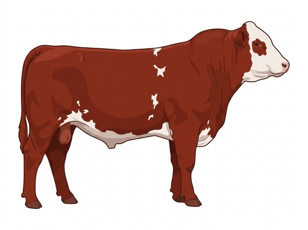 Red with a white face and a few white spots Shorthorn Plus Bull