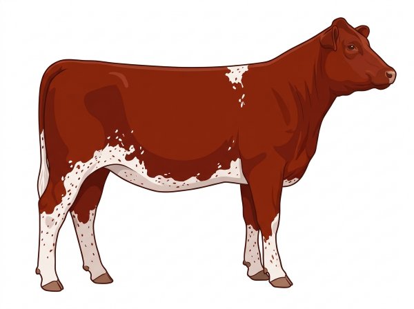 Red with ticking in the white Shorthorn Plus Heifer