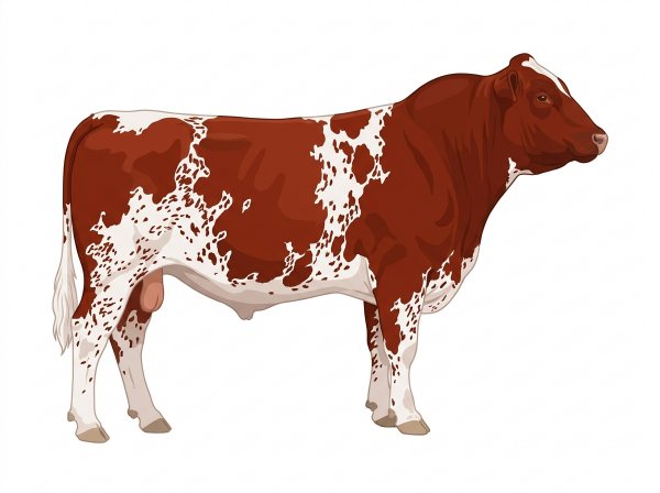 Red with white in large patches and ticking in the white Shorthorn Plus Bull