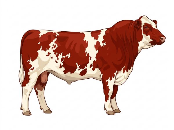 Red with white in large patches Shorthorn Plus Bull