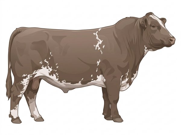 Smoky with white spots and ticking in the white Shorthorn Plus Bull