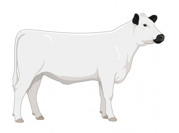 White with black ears and muzzle Shorthorn Plus Heifer