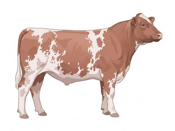 Red roan Shorthorn Steer