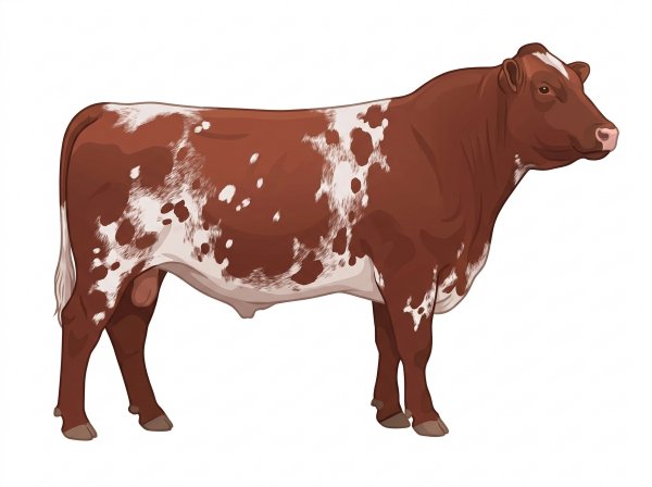 Red roan with white spots Shorthorn Bull