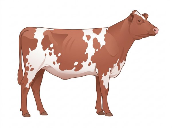 Red roan with white spots Shorthorn Heifer