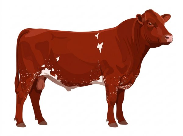 Red with a few white spots and ticking in the white Shorthorn Bull