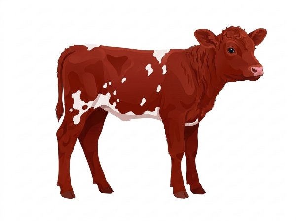 Red with a few white spots Shorthorn Steer