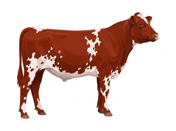 Red with white spots Shorthorn Steer