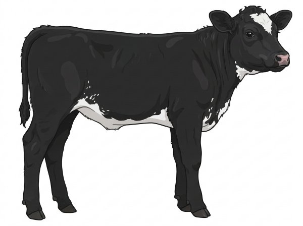 Black with a few white spots and ticking in the white SimAngus Bull
