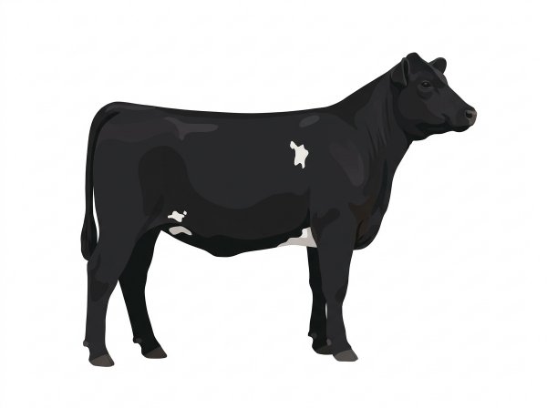 Black with a few white spots SimAngus Heifer