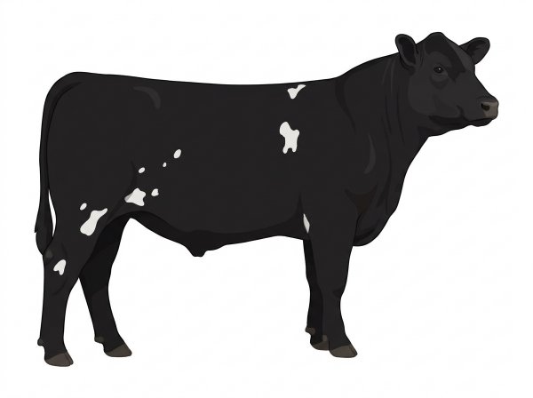 Black with a few white spots SimAngus Steer