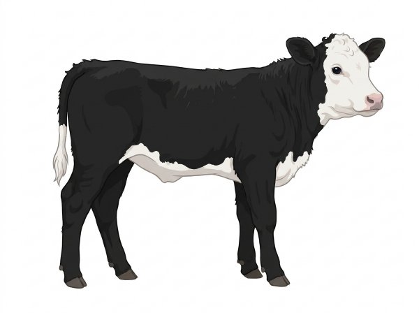Black with a partial white face and white in large patches SimAngus Bull
