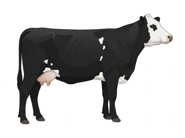 Black with a white face and a few white spots SimAngus Cow