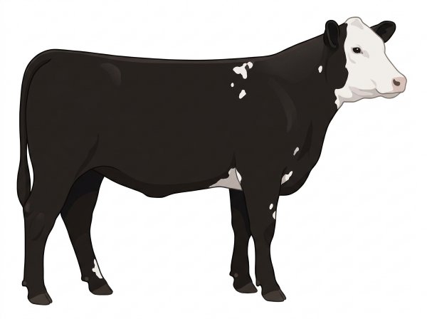 Black with a white face and a few white spots SimAngus Heifer