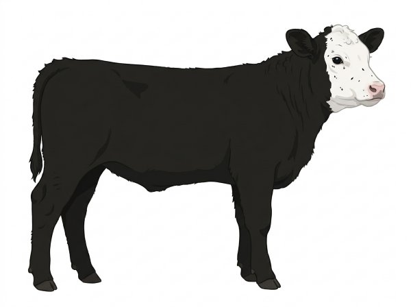 Black with a white face and ticking in the white SimAngus Cow