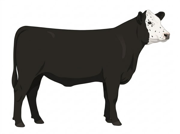 Black with a white face and ticking in the white SimAngus Heifer