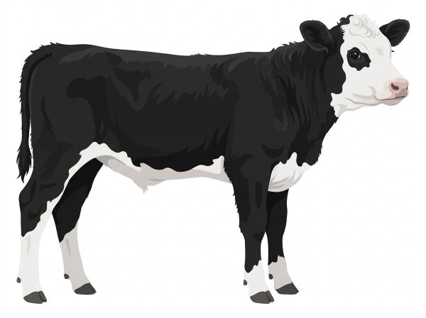 Black with a white face and white spots SimAngus Bull