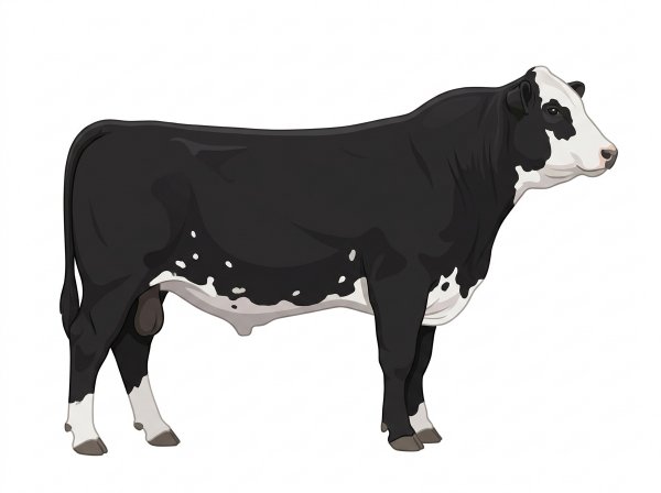 Black with a white face and white spots SimAngus Bull