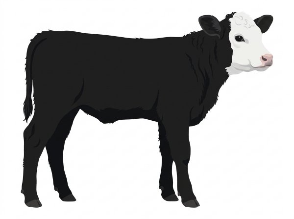 Black with a white face SimAngus Cow