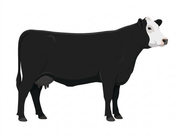 Black with a white face SimAngus Cow