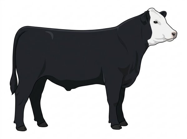Black with a white face SimAngus Steer