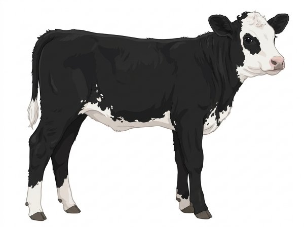 Black with a white face, white in large patches and ticking in the white SimAngus Heifer
