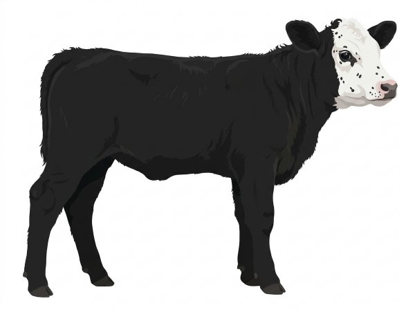 Black with a white face, white spots and ticking in the white SimAngus Bull
