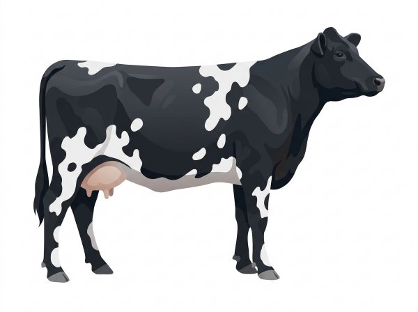 Black with white spots SimAngus Cow