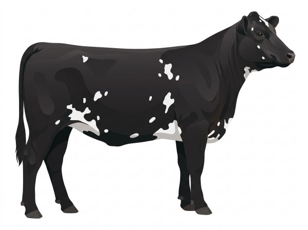 Black with white spots SimAngus Heifer
