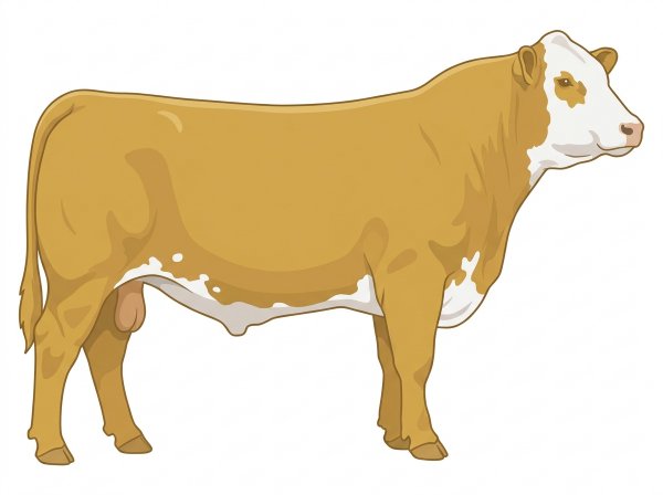 Gold with a full white face, white brisket and underline and white spots SimAngus Bull