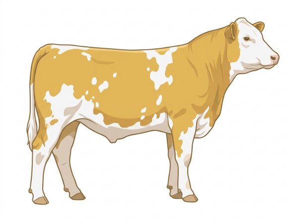Gold with a white face and white spots SimAngus Steer