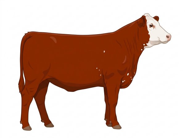 Red with a white face, a few white spots and ticking in the white SimAngus Heifer
