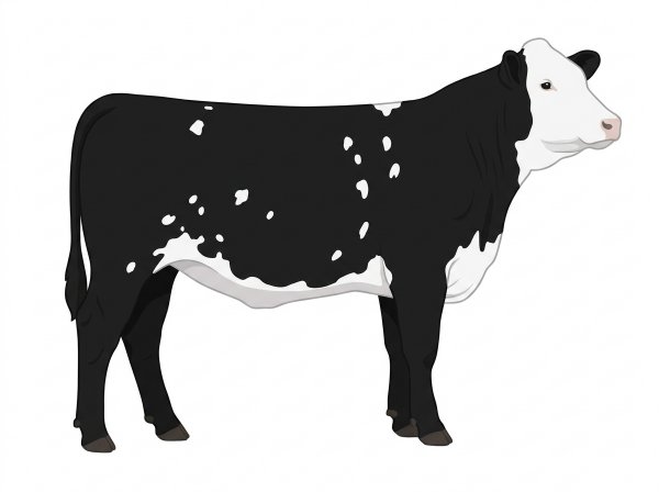Black with a full white face, white brisket and underline and white spots Simmental Cross Heifer