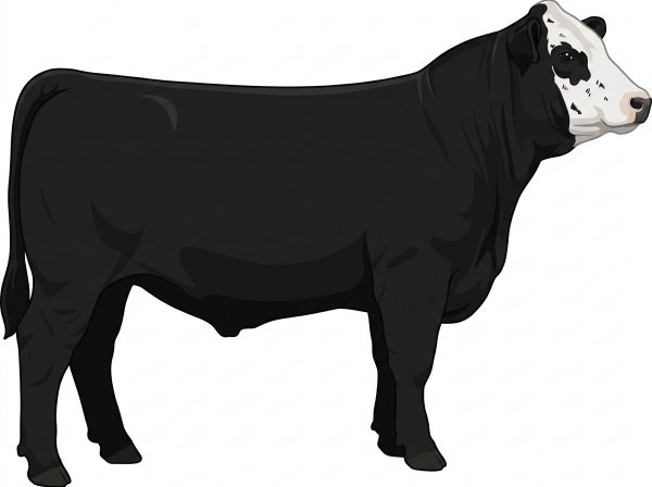 Black with a partial white face and ticking in the white Simmental Cross Steer