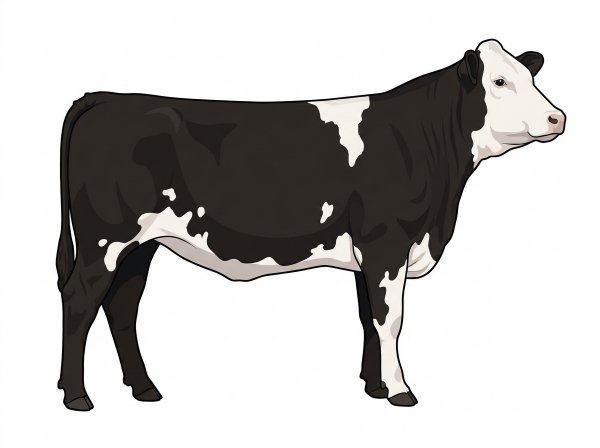 Black with a partial white face and white spots Simmental Cross Heifer