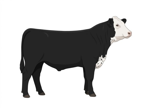 Black with a white face and ticking in the white Simmental Cross Steer
