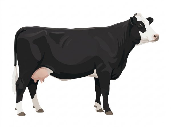 Black with a white face Simmental Cross Cow