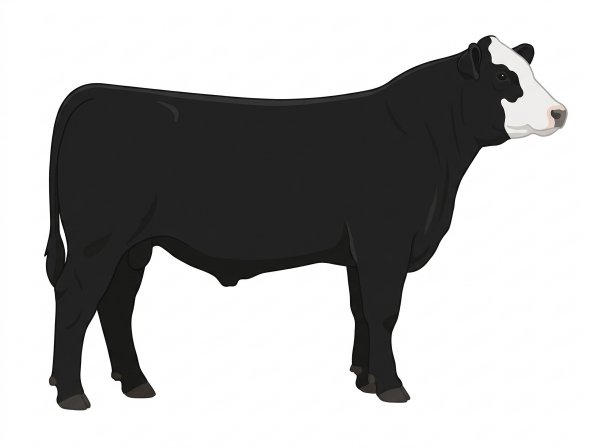 Black with a white face Simmental Cross Steer