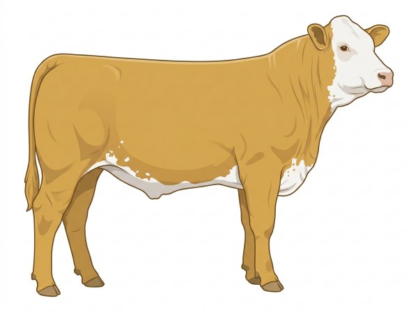 Gold with a full white face, white brisket and underline, a few white spots and ticking in the white Simmental Cross Steer