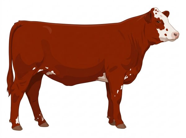 Red with a partial white face and a few white spots Simmental Cross Heifer