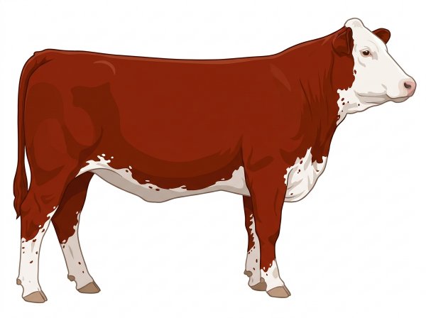 Red with a white face, a few white spots and ticking in the white Simmental Cross Heifer