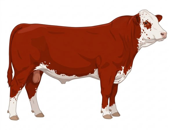 Red with a white face, white spots and ticking in the white Simmental Cross Bull