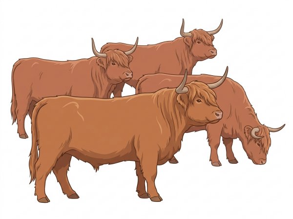 Five Highlander Bulls