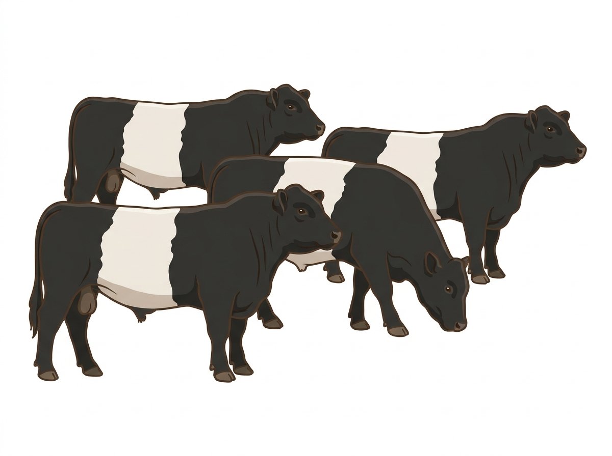 Five Belted Galloway Bulls